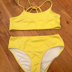 Girl’s happy nation Bright Yellow Strappy bikini set sz XL 14/16